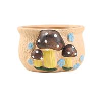 Generico Mushroom Planter - 10cm Ceramic Flower Pot, Small Container For Windowsill, Cute Plant Holder, Ceramic Mushroom Planter, Drainage Hole Home Decor Indoor Gardening Gift For Plant Lovers