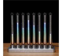Generico Music Rhythm Recognition Light, Sound Pickup Spectrum Lamp, Pickup Microphone Voice-Activated Rhythm Lamp, with 8 Nixie Tube, 41 Spectrum Display Modes, Wood Base, for Studio(Silver)