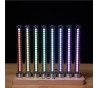 Generico Music Rhythm Recognition Light, Sound Pickup Spectrum Lamp, Pickup Microphone Voice-Activated Rhythm Lamp, with 8 Nixie Tube, 41 Spectrum Display Modes, Wood Base, for Studio(Brown)