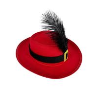 Generico Musketeer Hat, Cosplay Headpiece, 12.2x10.63x3.15in, Carnival Hat with Feather, Breathable Design, Lightweight, Clothing Accessories for Girls, Boys, Costume Events, Red