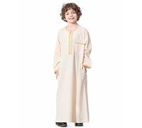 Generico Musulmani Ragazzi Robe Bambini Abaya Abbigliamento da Preghiera per Bambini Maniche Lunghe Tinta Unita Bambinis Abaya Kaftan Zip, Vestiti di Preghiera Musulmani per i Ragazzi