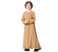 Generico Musulmani Ragazzi Robe Bambini Abaya Abbigliamento da Preghiera per Bambini Maniche Lunghe Tinta Unita Bambinis Abaya Kaftan Zip, Vestiti di Preghiera Musulmani per i Ragazzi