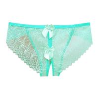Generico Mutande Contenitive Donna Donna con Cavallo Aperto in Pizzo Elegante e Fiocco Seducente per Un Desiderio (Light Green, XL)