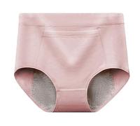 Generico Mutande Contenitive Donna Slip Brasiliana da donna a vita alta, tinta unita, taglie forti, tasca anti-perdite, elastico, vestibilità comoda Mutande Donna Microfibra Mutande In (Pink, XXL)
