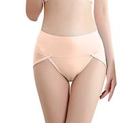 Generico Mutande Donna Cotone Vita Alta Assorbente Pizzo 3D Comfort Slip Donne Intimo(Beige, XXL)