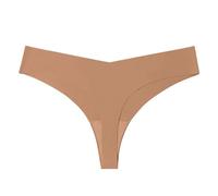 Generico Mutande Donna Vita Bassa in Seta Gelata con Cavallo Senza Cuciture e Traspiranti Design a T per Taglie Grandi Intimo(Khaki, S)