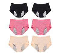 Generico Mutande Mestruali Donna Mutandine Mestruale per Ragazze Adolescente Cotone Culotte da Ciclo Flusso Abbondante per Donna Slip igieniche Anti-Perdite Confezione da 6 Pezzi