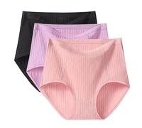 Generico Mutande Microfibra Donna Mutande Senza Cuciture 3PC Slip taglie forti da donna XL 6XL Slip a vita alta da donna a copertura totale per donna Confezione Perizoma Donna Cotone (Black, XXXL)