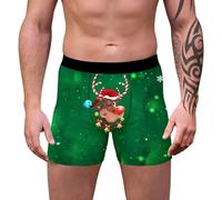 Generico Mutande Uomo Boxer - Boxer Natalizi da Uomo Biancheria Intima di Media Lunghezza con Stampa di Cartoni Animati per Un Abbigliamento Comodo per Le Feste (Dark Green XXXL)