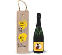 Generico ''My dad my hero'' Set Regalo per Papà, Bottiglia di Vino con Scatola in Legno Etichetta Personalizzata con Foto Idea regalo festa del Papà Babbo Festa dei nonni Natale