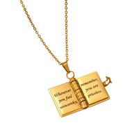 Generico My Little Star Book Necklace, Portable Pendant Jewelry, 3.94x2.76in Stylish Titanium Steel Chain, Elegant Foldable Design for Girls, Mothers, Daughters, Teachers, Birthday, Graduation, Dance