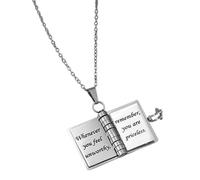 Generico My Little Star Book Necklace, Portable Pendant Jewelry, 3.94x2.76in Stylish Titanium Steel Chain, Elegant Foldable Design for Girls, Mothers, Daughters, Teachers, Birthday, Graduation, Dance