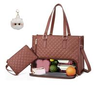 Generico Mydailybag Tote, Mydailybag Work Lunch Bag, 2 in 1 Tote Bag Lunch Bag Combo, with Compartment for Business, Travel (brown)