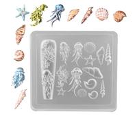Generico Nail Charm Molds Silicone, 3D Sea Theme Manicure Carving Mould, Flexible Epoxy Resin Casting Tool, Durable Reusable Soft Silicone Sheet, Ideal for, Jewelry Making