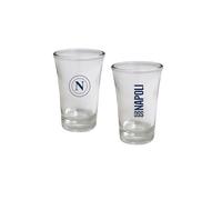 Generico NAPOLI calcio SET 2 BICCHIERINI SHOT 45 ML LOGO E SCRITTA vetro ufficiale con confezione
