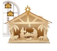 Genérico Nascita, con luci LED ed elementi religiosi decorativi, statuette religiose illuminate per Natale, per esterni, interni, finestre, finestre, caminetti, feste, ufficio e casa