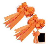 Generico Nastro per Corona Autunnale - 2 Fiocchi Decorativi in Seta E Lino per Ringraziamento E Halloween | Decorazione Stagionale per Casa, Fattoria, Porta D'Ingresso E Regali Artigianali