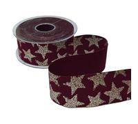 Generico Nastro Velluto Doppio Stampa Stelle 40 mm x 10 mt col. 14 Bordeaux
