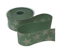 Generico Nastro Velluto Doppio Stampa Stelle 40 mm x 10 mt col. 19 Verde Salvia