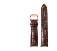 Generico NASUNJIA Cinturino For Orologio Da Uomo E Donna In Vera Pelle Blu Scuro 14, 16, 18, 19, 20, 21, 22, 23 Mm(Brown rose gold pin,18mm)