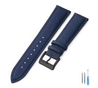 Generico NASUNJIA Cinturino For Orologio In Vera Pelle Da 16 Mm, 18 Mm, 20 Mm, 22 Mm, For Uomo E Donna(Blue-BK,18mm)