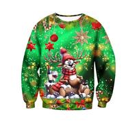 Generico Natale Cappelli di Babbo Natale Nani Folletti Natalizi Felpa Felpa con renne, Maglione Stampato Casual e Divertente Adatto per Natale, Riunioni di Famiglia