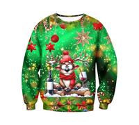 Generico Natale Cappelli di Babbo Natale Nani Folletti Natalizi Felpa Felpa con renne, Maglione Stampato Casual e Divertente Adatto per Natale, Riunioni di Famiglia