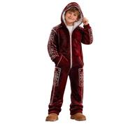 Generico Natale Children's Christmas Hooded Flannel Bodysuit Casual Holiday Loose Comfortable Trend BODYSUIT(Red,120) 73