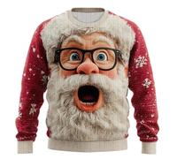Generico Natale Felpe a Maglia Uomo Ugly Funny Manica Lunga Brutto Christmas Pullover,Maglioni Natalizi 3D per Uomo Stampati novità Felpa Natalizia Maglietta Maglione per Ragazzi, S-5XL,Interessante