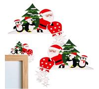 Genérico Natale per Porta, insegne per Angoli di Porte, Babbo Natale e Alce | 2 Pezzi Decorazione angolare Porta Natalizia in Legno | Cornice Decorativa Divertente