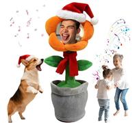 Generico Natale personalizzato foto Girasole,oscillazione cantando e parlando girasole giocattoloFiore Danzante con Viso,Ripete ciò che Dici,regali Natale di compleanno e feste (Saffron-1)