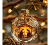 Generico Nativity Christmas Decorations - 3D Nativity Scene ¦ Christian Ornaments with Hanging Loop, Christmas Pendant with Faith Symbol, Holiday Ornament, Jesus Hanging Decor for Home