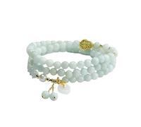 Generico Natural Burmese A-Grade Jadeite Multi-Circle Bracelet & Necklace Set for Women