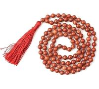 Generico Natural Red Jasper Semi Precious Gemstone 108+1 Beads Hand Knotted 32 Inch Jap Mala Necklace for Reiki Healing Meditation Yoga Unisex 8mm Beads