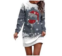 Genérico Navidad Jersey Mujer Camiseta Manga Larga Sudaderas Cuello Redondo Navideños Impresión Elegante Invierno Fiesta Camisa Túnica Tops Original Xmas Suéter Blusa
