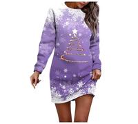 Genérico Navidad Jersey Mujer Camiseta Manga Larga Sudaderas Cuello Redondo Navideños Impresión Elegante Invierno Fiesta Camisa Túnica Tops Original Xmas Suéter Blusa Christmas