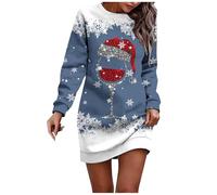 Genérico Navidad Jersey Mujer Camiseta Manga Larga Sudaderas Cuello Redondo Navideños Impresión Elegante Invierno Fiesta Camisa Túnica Tops Original Xmas Suéter Blusa