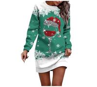 Genérico Navidad Jersey Mujer Camiseta Manga Larga Sudaderas Cuello Redondo Navideños Impresión Elegante Invierno Fiesta Camisa Túnica Tops Original Xmas Suéter Blusa