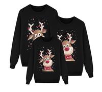 Genérico Navideñas Sudaderas Familiares Suéter Invierno Jersey Navideño Familiar Manga Larga Pullover Mujer Hombre Niño Niña Chica Chico Christmas Jumper Jersey Navidad Familia 03