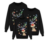 Genérico Navideñas Sudaderas Familiares Suéter Invierno Jersey Navideño Familiar Manga Larga Pullover Mujer Hombre Niño Niña Chica Chico Christmas Jumper Jersey Navidad Familia 02