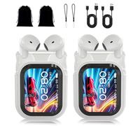 Generico NE20 Earbuds, Bluetooth 5.4 Earphones LED Display High Fidelity Waterproof Wireless Earphones,LCD Touch Screen,48H Battery Headphones for Office Sports Study Audio (2Pcs White)
