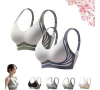 Generico Neattidyly Bras, Lushfitting Powerful Push-Up Seamless Bra, Non-Steel Ring Anti Sagging Bra (Gray+Green,XL)