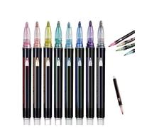 Generico Neattidyly/Illuminate Upon Marker Pen for Highlight, neattidyly marker pen, Double Line Outline Pens, For Drawing and Scribbling, Metallic Glitter Quick-drying Pens Markers (eight colors)