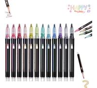 Generico Neattidyly/Illuminate Upon Marker Pen for Highlight, neattidyly marker pen, Double Line Outline Pens, For Drawing and Scribbling, Metallic Glitter Quick-drying Pens Markers (Twelve colors)