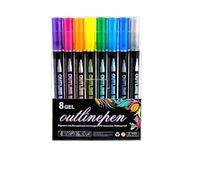 Generico Neattidyly/Illuminateupon Marker Pen for Highlight,Double Line Outline Markers,Sakesfor Magische Stifte,Waterproof,Quick Dry,Lightfast for DIY Art Crafts,Kid Drawing (8gel)