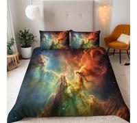 Generico Nebulosa Copripiumino Matrimoniale 260x240 Cielo Stellato Astratto Colorato Parure Copripiumino Matrimoniale Set Di Biancheria Da Letto, Microfibra con Cerniera 3 Pezzi e 2 x Federe 50x75cm