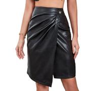 Generico Nero,M, Donna Sexy Similpelle Casual Vita Alta Spacco Gonna Aderente Gonna DS Cosplay Teatro Costume