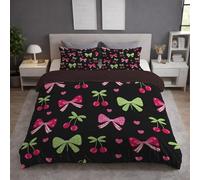 Generico Nero Multicolore Copripiumino,Vintage Fiocco Ciliegia Infantile,Ultra Soft Non Si Stira copripiumini - Morbido, Tutto l'anno, Reversibile Copripiuminos, Facile Da Pulire Bambino140 x 200