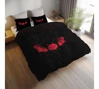 Generico nero Parure letto, set copripiumino 220 x 240 cm, biancheria da letto double face in microfibra spazzolata, pipistrelli cartoon astratti facile cura, adatto ad adulti e bambini
