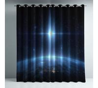 Generico nero tenda oscurante termica con spazio stelle e Terra, stile, con occhielli in metallo, 2 pannelli per soggiorno e camera da letto, isolamento termico e privacy, L 140 x A 290 cm